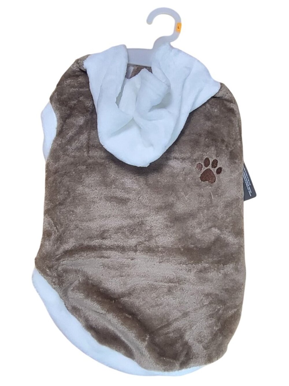 Rowdy Pups Club Dog Sweater Hooded Brown & White With Paw Embroidery Large